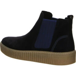 Gabor Schuhe Stiefel Stiefeletten Elegant Boots Elegant Freizeit Veloursleder Uni Chelsea Boots - Blau -Chelsea Boots 20792504 08
